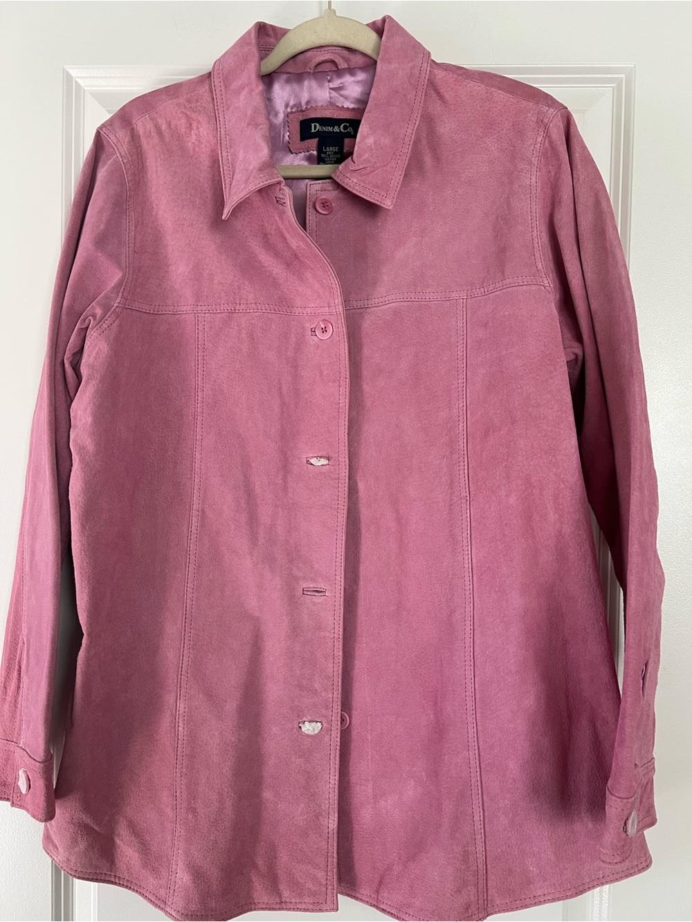 Denim&Co Pink Washable Suede Button-Front Jacket